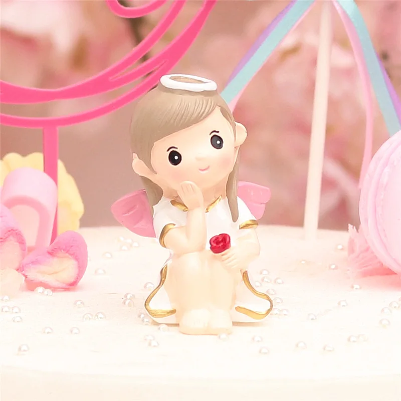 Cute little couple devil angel small hand office doll cake decoration scene baking plug-in plug home decor resin candy | Дом и сад