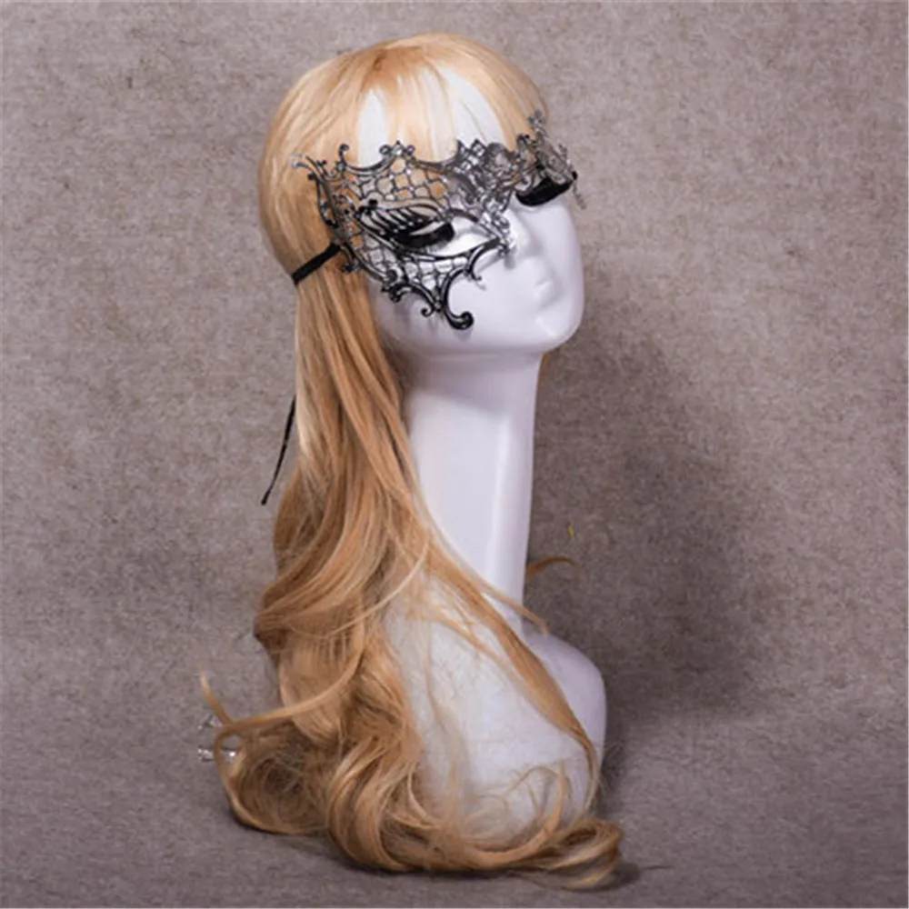 Венеция Роскошная Серебряная лазерная резка металлическая половина с Стразы