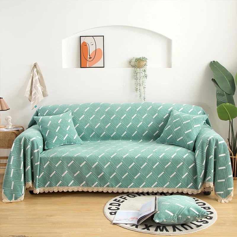 

Non-slip Sofa Couch Cover Lace Edge Sofa Towel All Wrapped Universal Couch Blankets Multi-function Dustproof Furniture Case