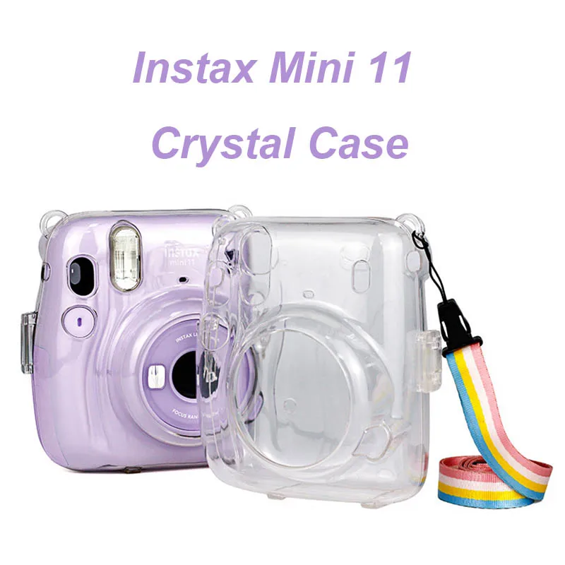 PVC Instax Mini 11 Camera Crystal Case Clear Transparent Shoulder Strap Bag for Protector Fuji Instant Film Shell Cover | Электроника