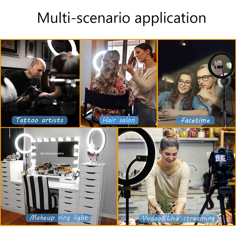 Светодиодный кольцевой светильник для селфи 8/10 дюймов со штативом и держателем