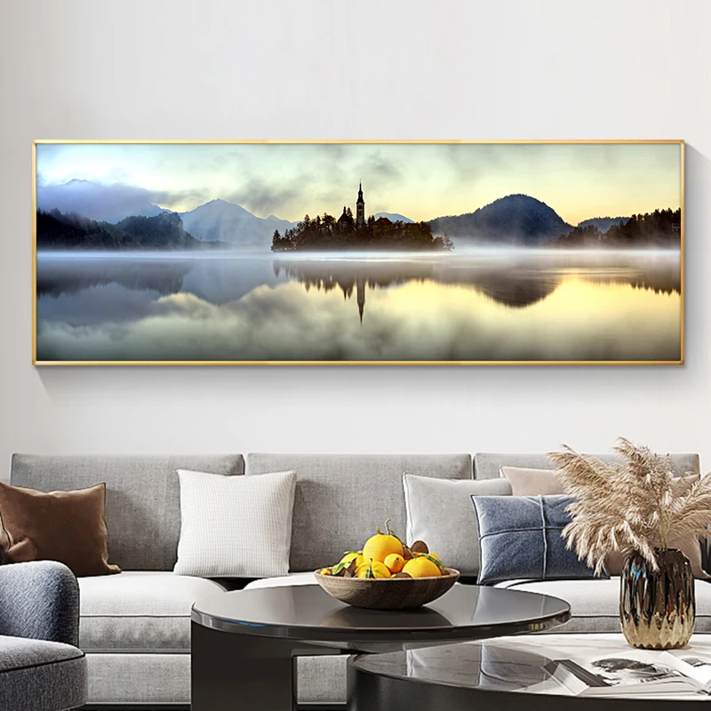 Modern Landscape Wall Art Posters And Prints Island in Lake Canvas Paintings On The Decorative Pictures For Living Room | Дом и сад
