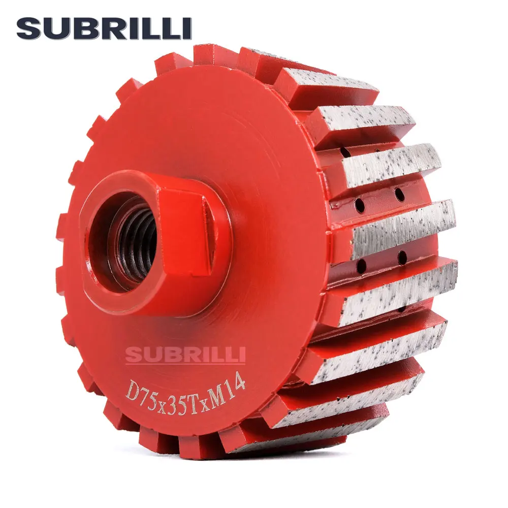 SUBRILLI 3 Inch Segment Diamond Zero Tolerance Drum Wheel On Angle Grinder For Granite Marble Concrete Metal Bond Grinding Wheel