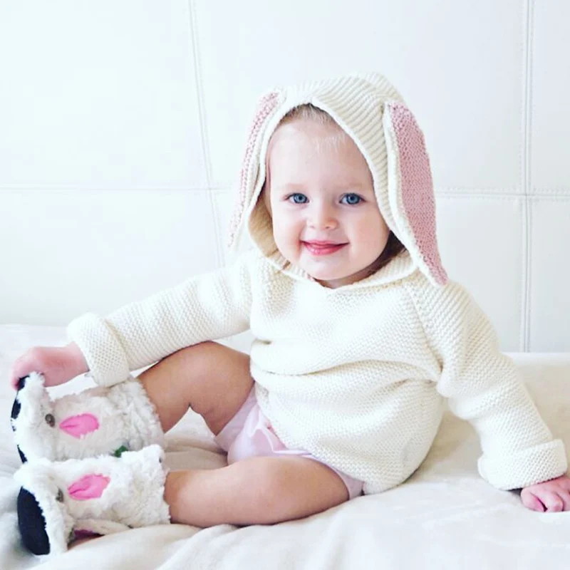 Одежда для маленьких девочек с заячьими ушками зимнее пальто капюшоном