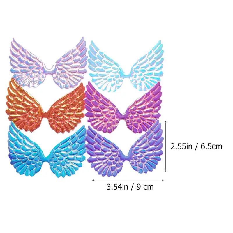 12 шт. DIY Радужный нашивки крылья разноцветные ангельские заколка для волос
