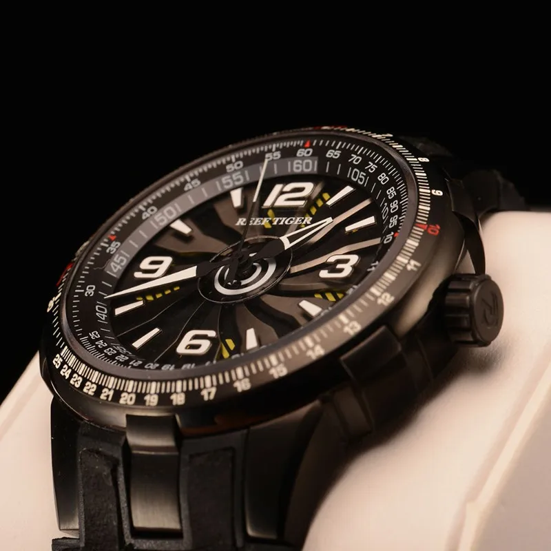 Reef Tiger Brand Top Luxury Men's Watch Rubber Strap Sports Waterproof Automatic Mechanical Luminous Dial zegarek meski | Наручные