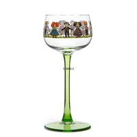 kawaii alsatian style small man glass wine glass nordic ins style sweet wine glass green pole small wine glass glass cup