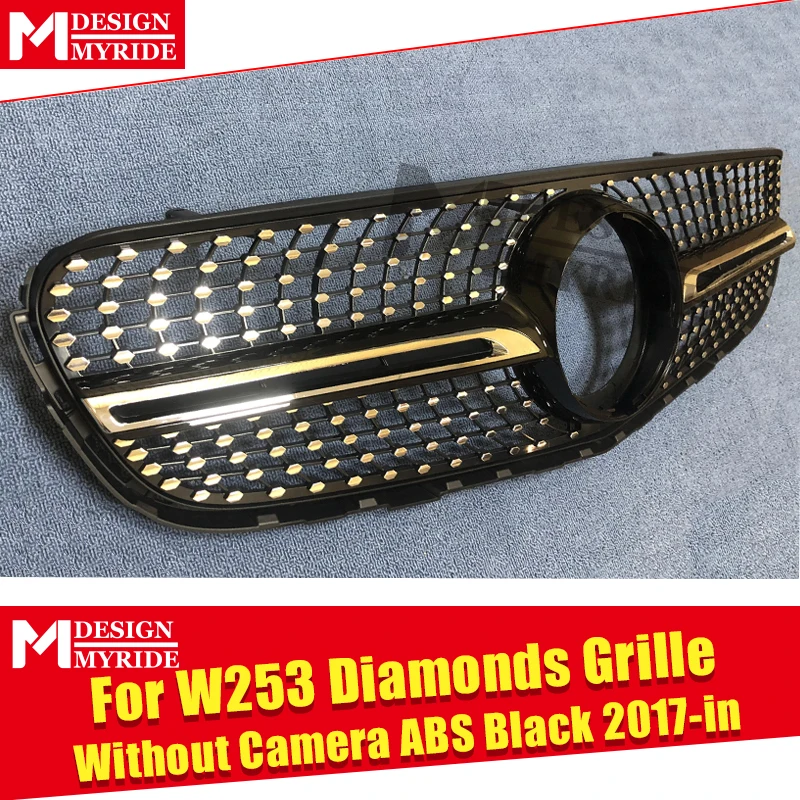 Для MercedesMB W253 GLC Class Sport Grills Diamond Grill без знака GLC250 350 400 ABS Черная передняя решетка