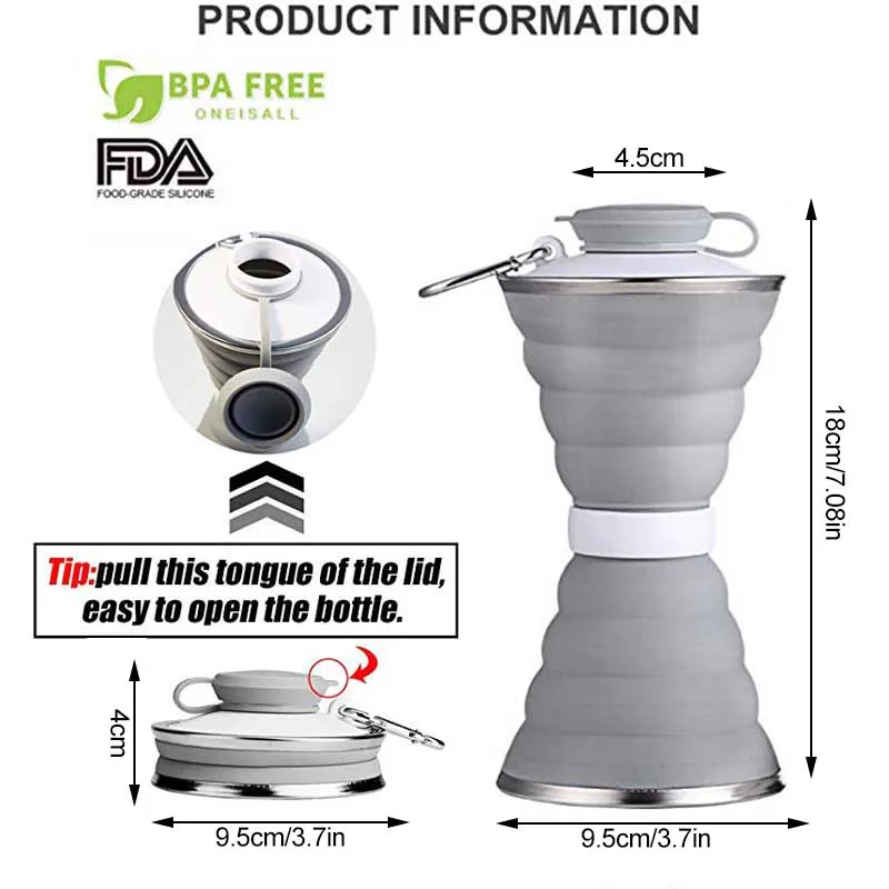 MYBOTTY Space-saving Collapsible Water Bottle Silicone BPA Free Telescopic Cup Lid Hook Portable Creative Travel Drinking | Дом и сад