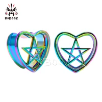 wholesale price stainless steel heart five pointed star ear piercing gauges stretchers body jewelry earring expanders 34pcs