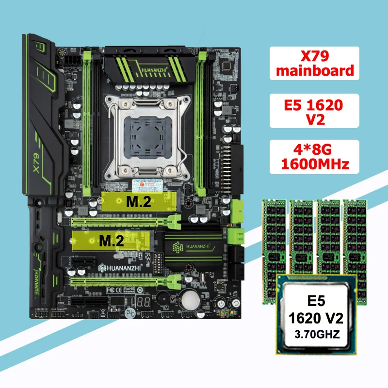 Игровая материнская плата HUANANZHI X79 двойной процессор с разъемом M.2 Xeon E5 1620 V2 3 7 ГГц