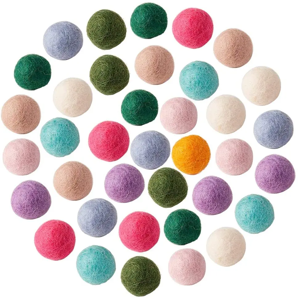 

50PCS 10 Beads Felted Beads Colorful Pompoms for Felting Garland DIY Making Creative Crafts Decorations Supplies, Mixed Color