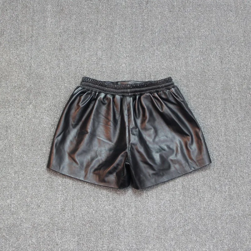 

2020 New Star Printed Womens Shorts Casual Elastic Waist Wide Leg Streetwear Black Genuine Leather Punk Female Short Trousers