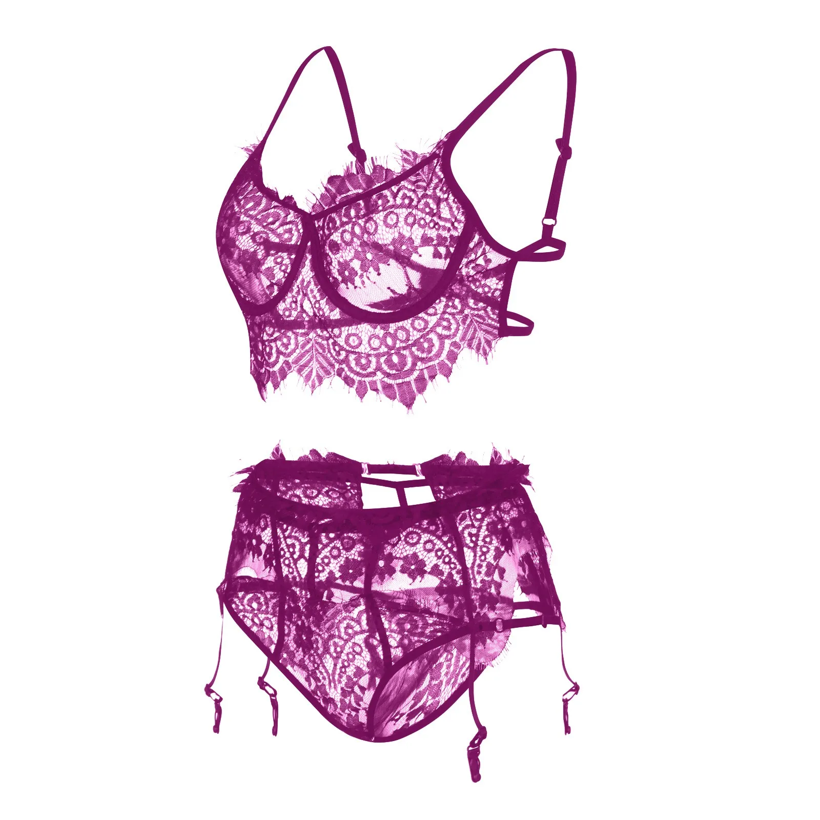 

Sexy Embroidery Lingerie set Plus size Lace Underwear Exotic Bra G-string Thong Pajamas belt Sleepwear dessous femme lingerie