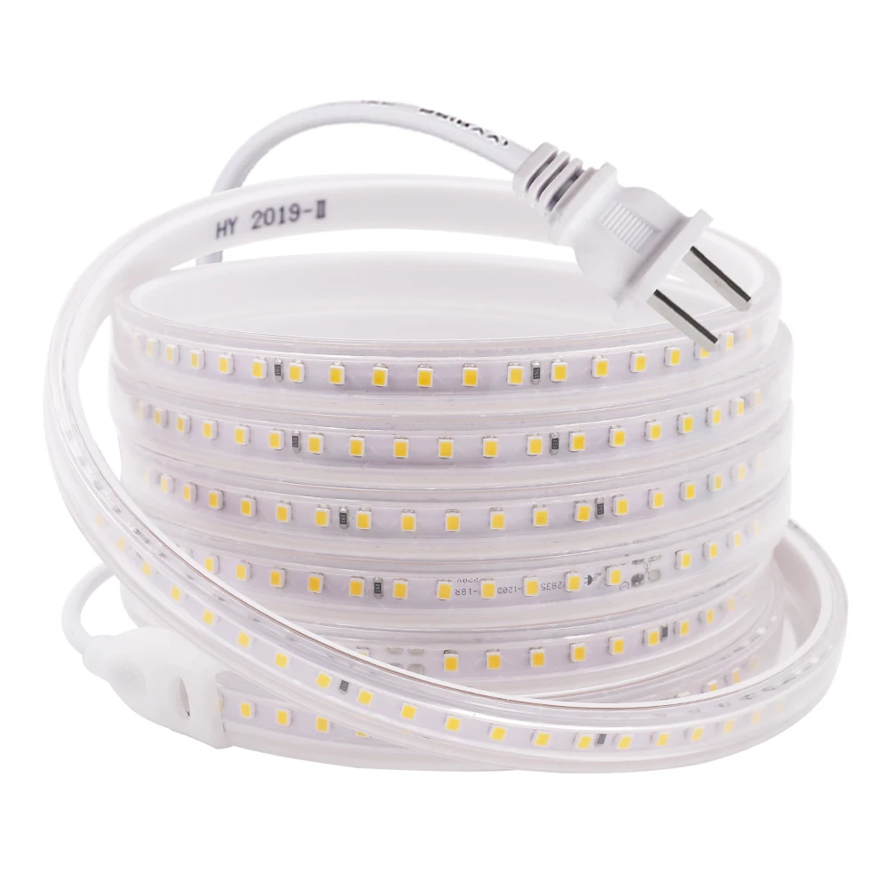Светодиодная ленсветильник 220 В 110 2835 в 120 SMD светодиодов/м водонепроницаемая