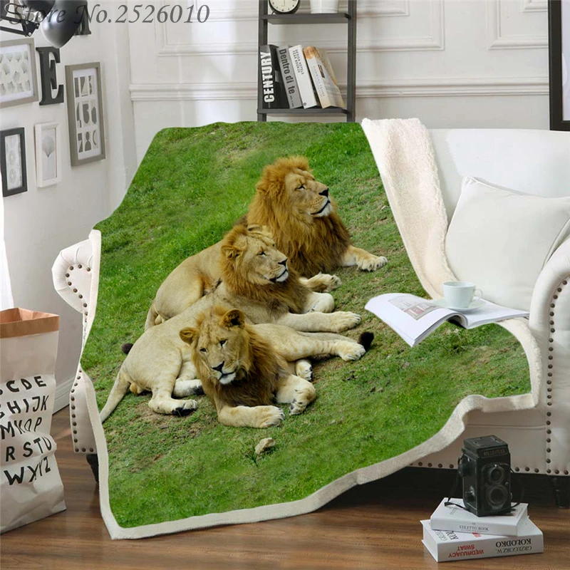 Плед тигр Лев Леопард 3D бархатное плюшевое одеяло покрывало для девочек шерпа на