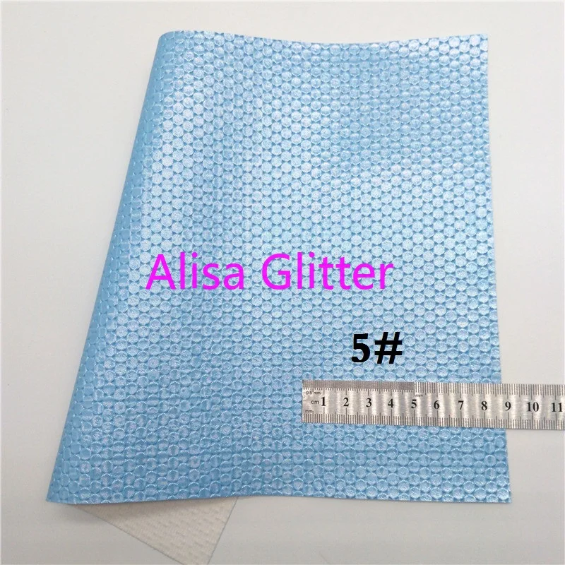 Синяя блестящая ткань Alisa размера A4 21 х29 см из искусственной кожи с сердечками и