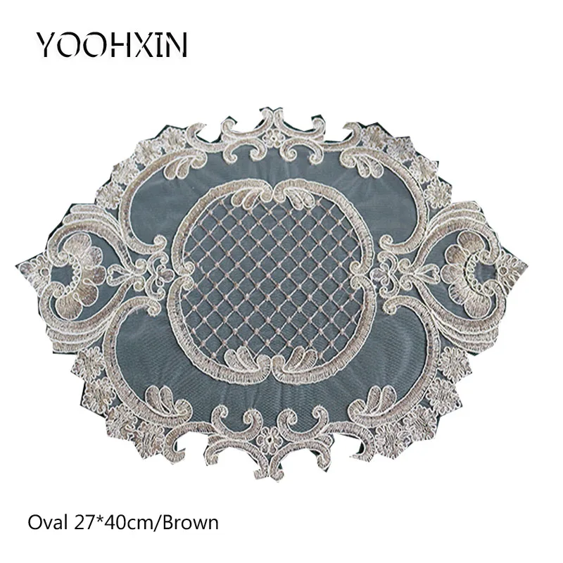 

Luxury Lace oval embroidery table place mat dish pad Cloth placemat cup mug dish tea coaster wedding Christmas doily kitchen