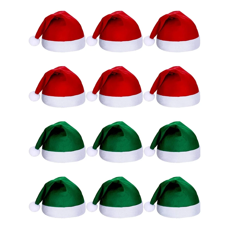 

12 штук шапки Санта Клауса, Рождественская шапка в клетку, удобные для рождества, Нового года, праздничные и праздничные товары
