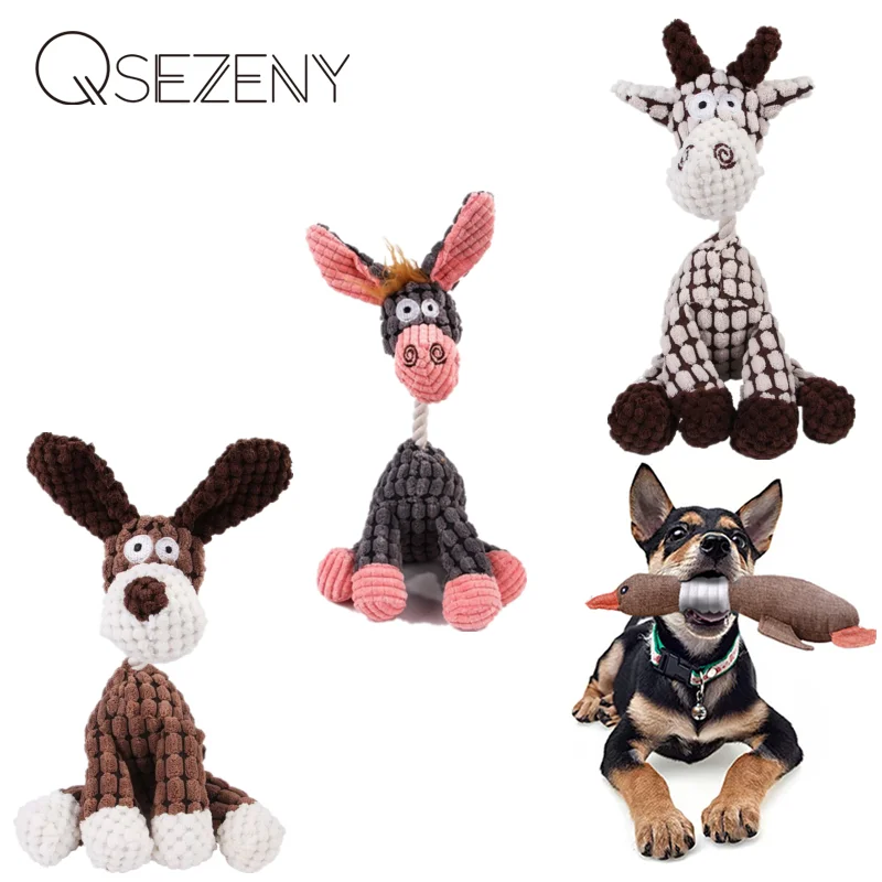 Dog Toys Stuffed Donkey Squeaking Pet Chew Toys Cute Plush Puzzle Interactive Toy For Dogs Cat Chew Squeaker Squeaky Pet Toy
