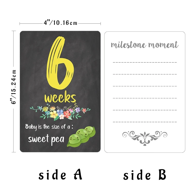 

24Sheets Milestone Photo Sharing Cards Floral Baby Age Card Memorial Shower Gift