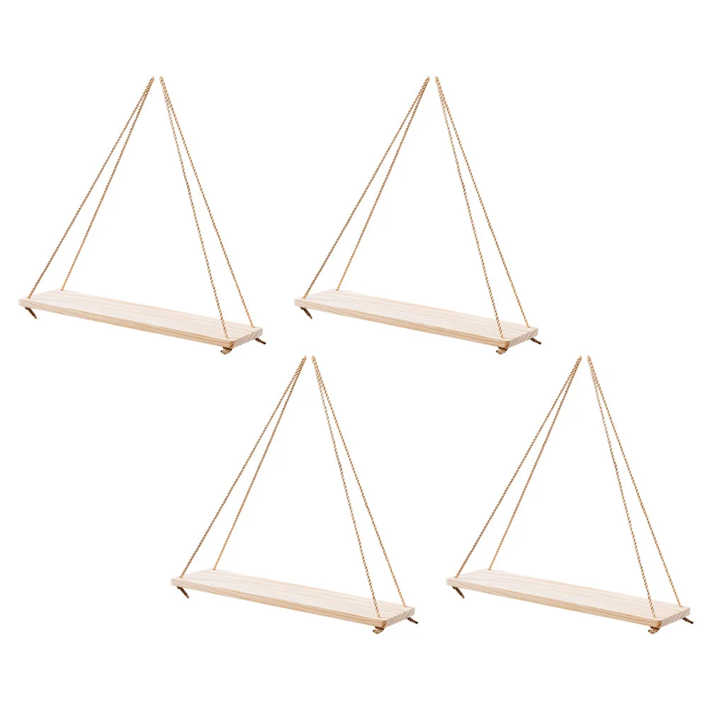 

4pcs Simple Home Wall Decoration Hanging Rope Shelving Ornaments Storage Rack