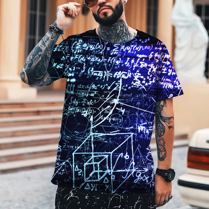 

Men's T-shirt Men's Clothing Mathematical Equation Formula Art Printing Oversized T-shirt 6XL O Neck Loose Trendy Summer New