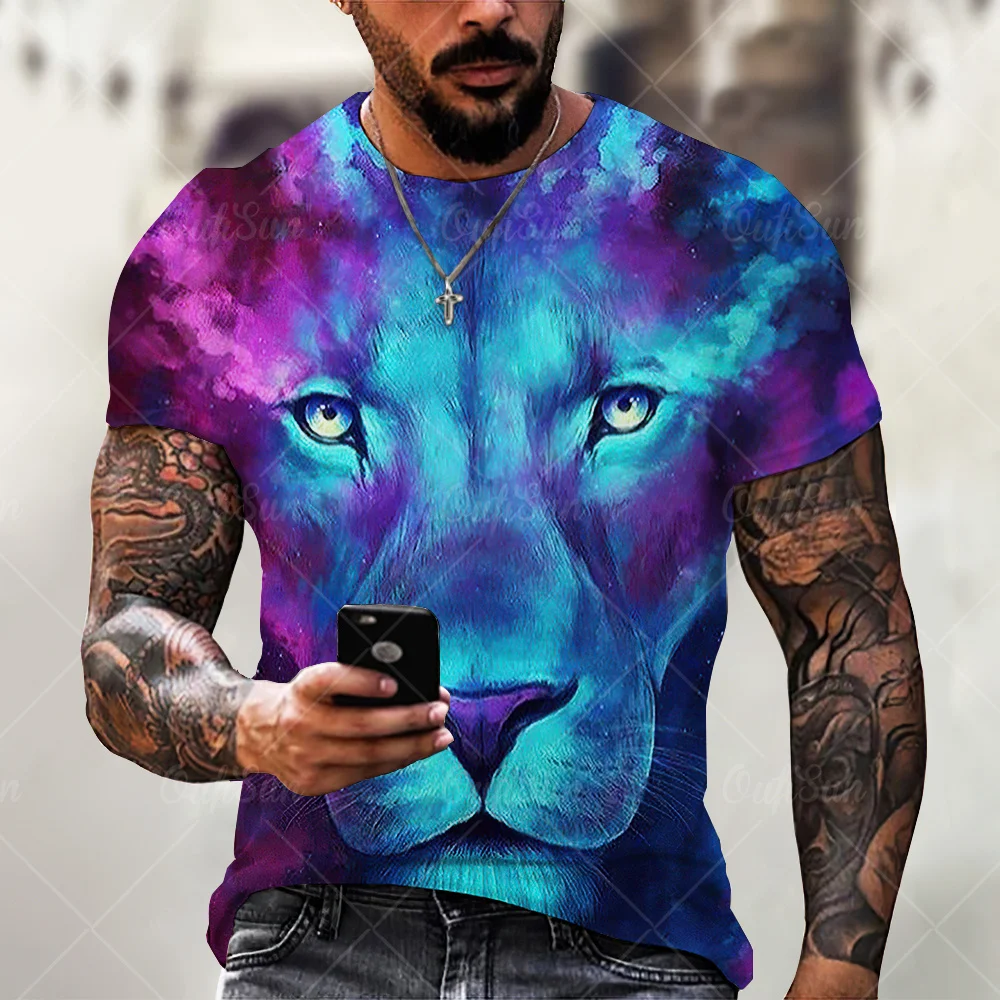 

3D printing Wolf Men T-Shirt Summer Trend Casual O-Neck Short Sleeve Oversized T-Shirt Fashion Streetwear Selling Hip HopTops