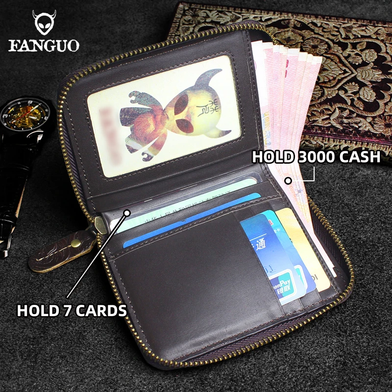 Multi-function Thin Card Holder Wallet Genuine Leather Credit Card Case Cover Portable Money Bag With Zipper Closure Coin Purse