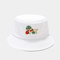 bucket hat fish embroidery women men summer sun beach men hip hop outdoor fishing breathable cap accessory