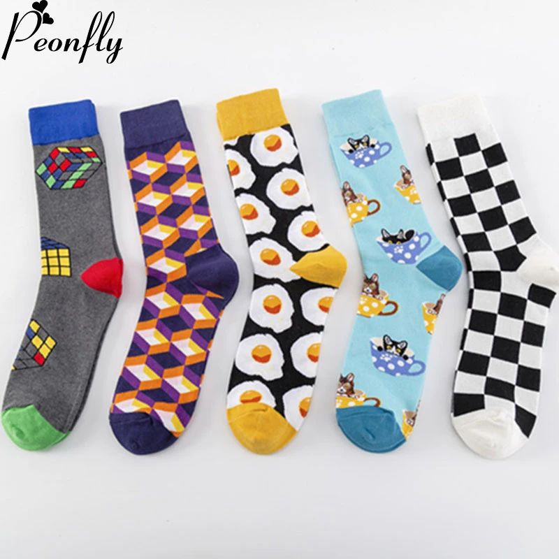 Высокое качество хлопок счастливые мужские носки для женщин британский стиль