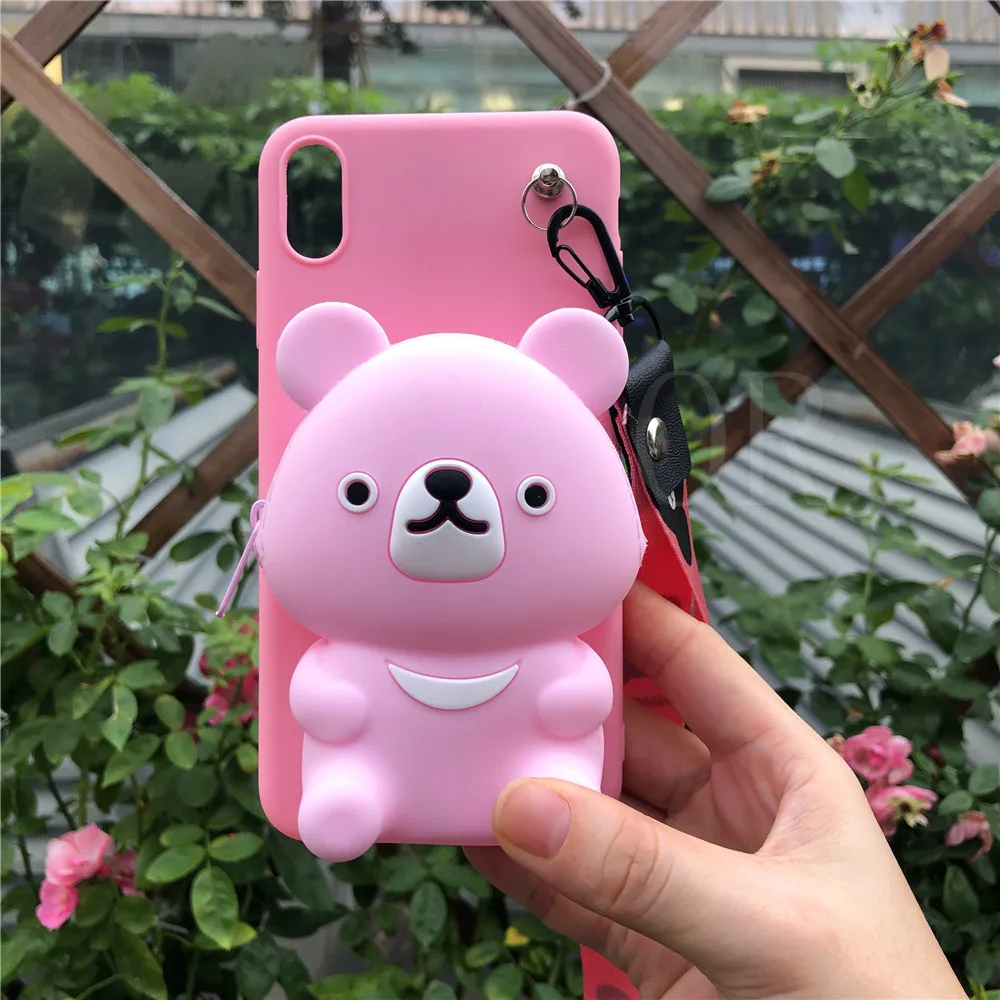 ORYKSZ 3D мультфильм Медведь Бумажник силиконовый чехол для телефона samsung Galaxy Note 5 8 9 10