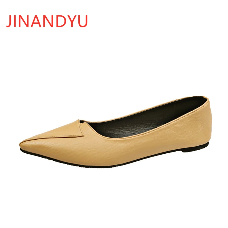 

Casual Flat Shoes Woman Loafers Comfy Pointed Toe Slip on Shoes for Women Spring Autumn Leather Shoes 2021 Fashion Women Flats
