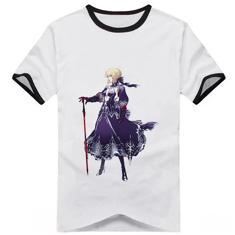 Аниме FGO Fate Grand Order футболка Arturia Pendragon Saber Повседневная унисекс с коротким рукавом