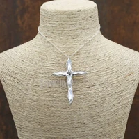 nm35909 soldered cross pendant necklace clear ab glass crystal bohemian components metalwork altered art supplies