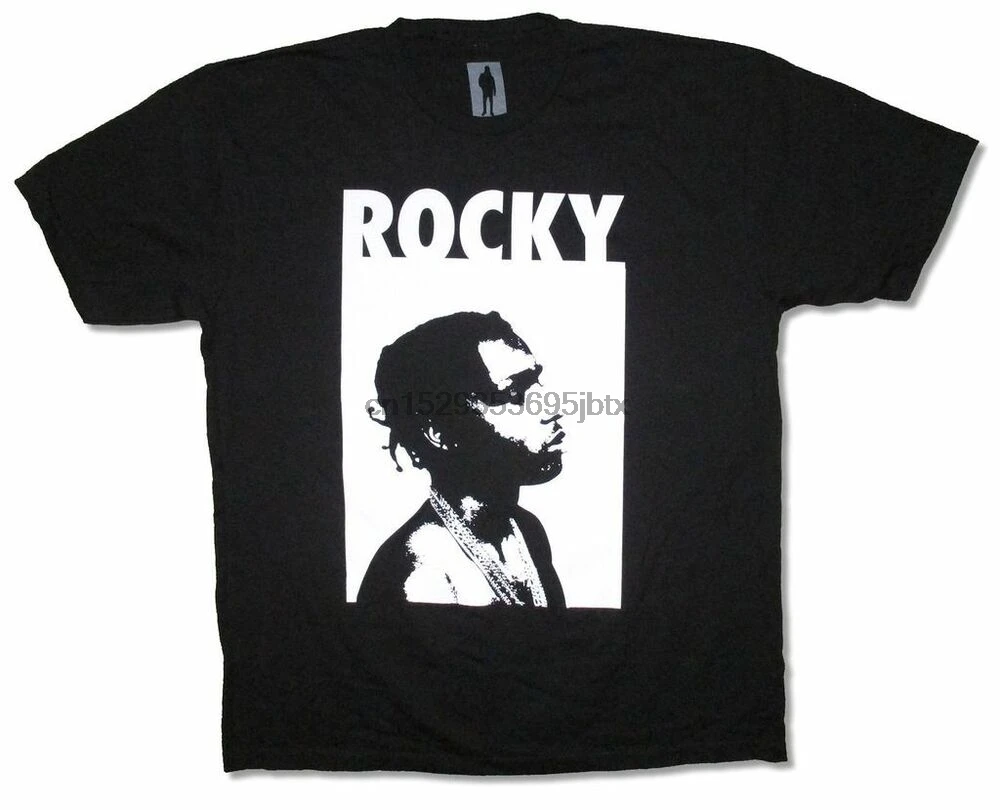 Черная футболка с изображением Рокки порога $ AP новая официальная Merch как можно
