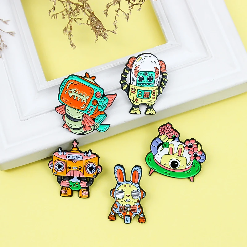 

Cartoon Alien Metal Enamel Pin Cosmic Adventure Brooches Fashion Backpack Badge All-match Sweater Shirt Lapel Pin Jewelry Gifts