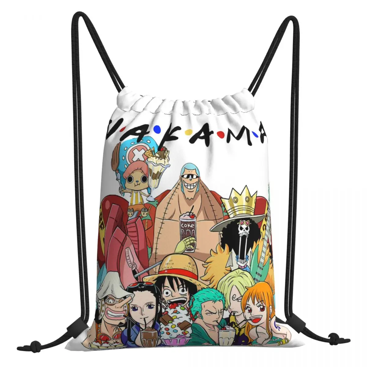 

NAKAMA One Piece Anime Portable Shopping Drawstring Bags Riding Backpack Gym Shoes Storage Backpacks