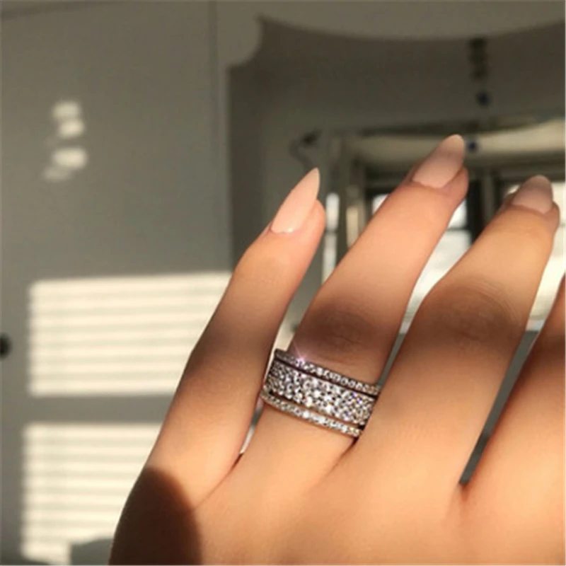 

3 Carats Natural Diamond Jewelry Solid S925 Silver color Ring for Women Stamp Anillos De Bizuteria Silver 925 Jewelry Gemstone