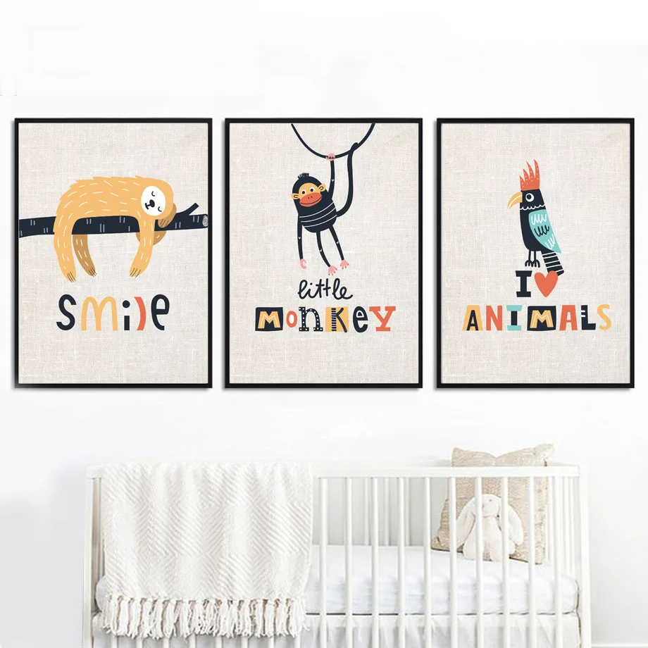 Мультфильм ленивый Сова черепаха слон животные скандинавские постеры и принты