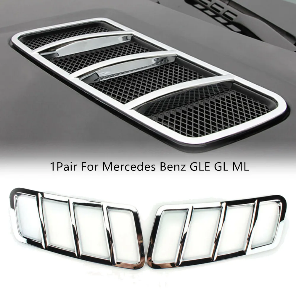 

1 Pair Car Chrome Grille Hood Engine Air Vent Cover Trim For Mercedes Benz GLE GL ML Auto Interior Air Vent Cover Trims