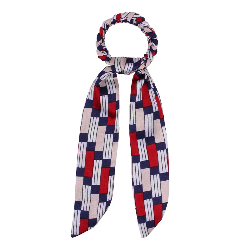 Хвост шарф резинки для волос женщин галстук-бабочка Цветочный принт лента