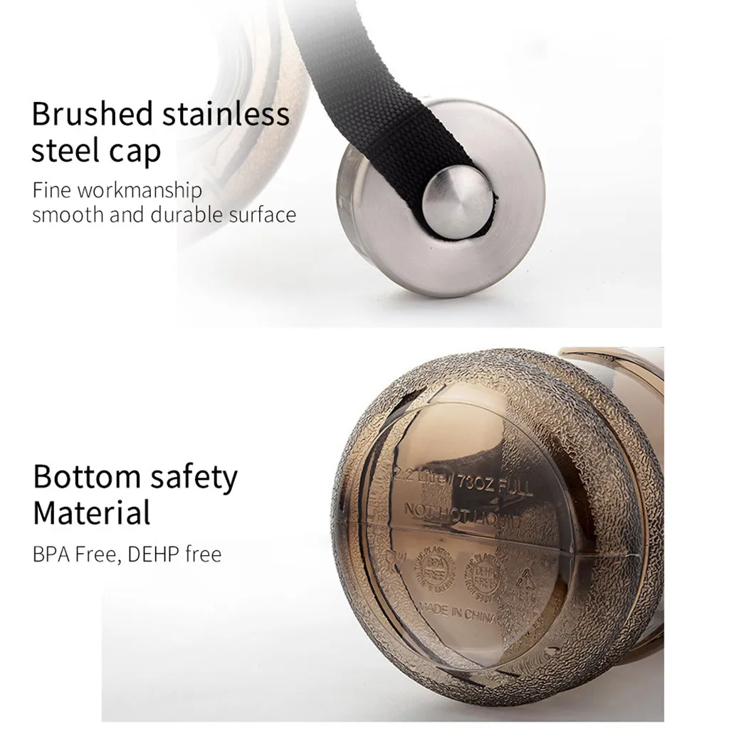 

Gallon Water Bottle Fitness Workout with Time Marker Drink Large 73OZ Capacity Plastic Drinking Bottles Portable kettle