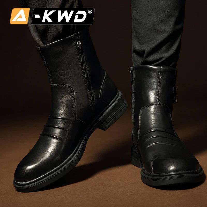 2019 Winter Lace Up Punk Style Zippers Motorcycle Biker Boots Genuine Leather Men British High Top Male Footwear Plus Size 38-44 | Обувь