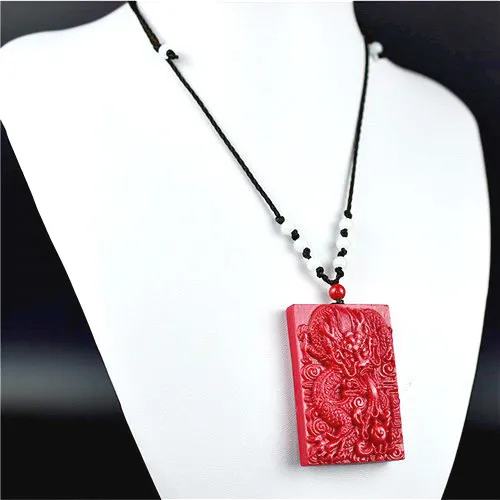 Китайский натуральный красный Органическая киноварь камень дракон кулон