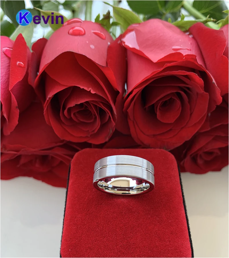 Классическое кольцо для мужчин и женщин из карбида вольфрама с плоским ремешком