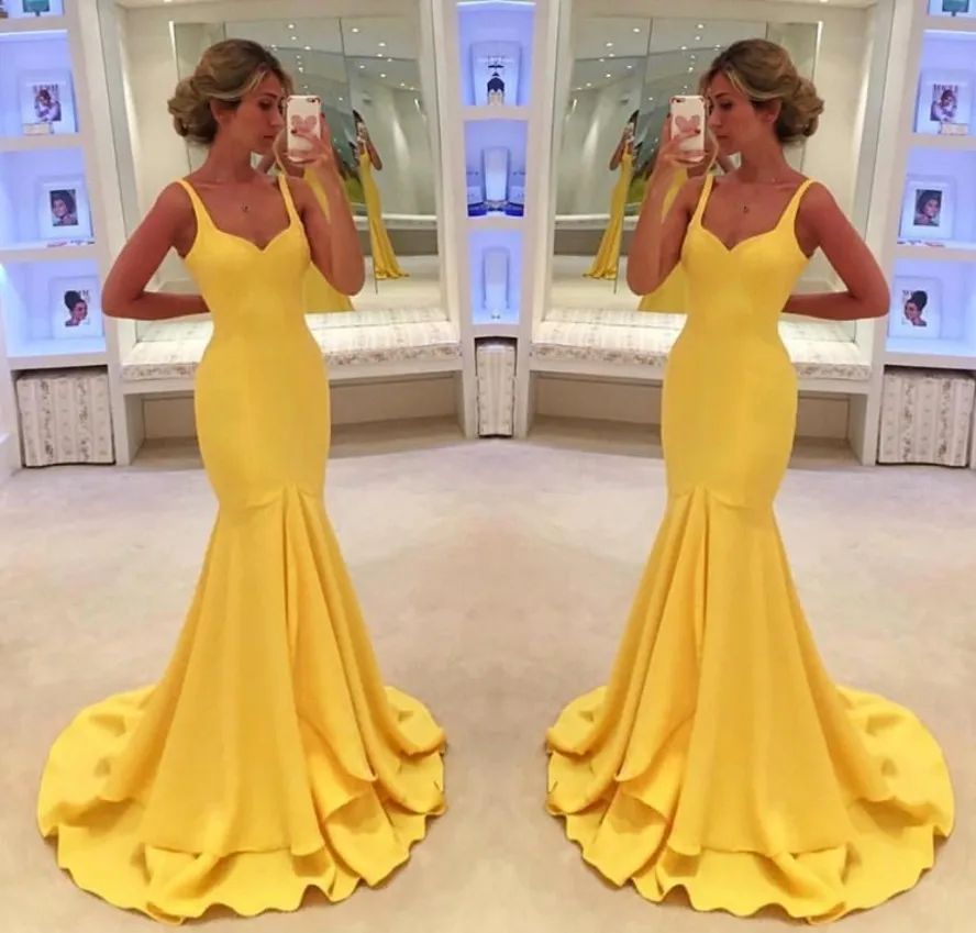 

2021 Yellow Elegant Backless Sexy Vestidos De Festa Evening Dresses Arabic Simple Sweetheart Prom Party Gowns