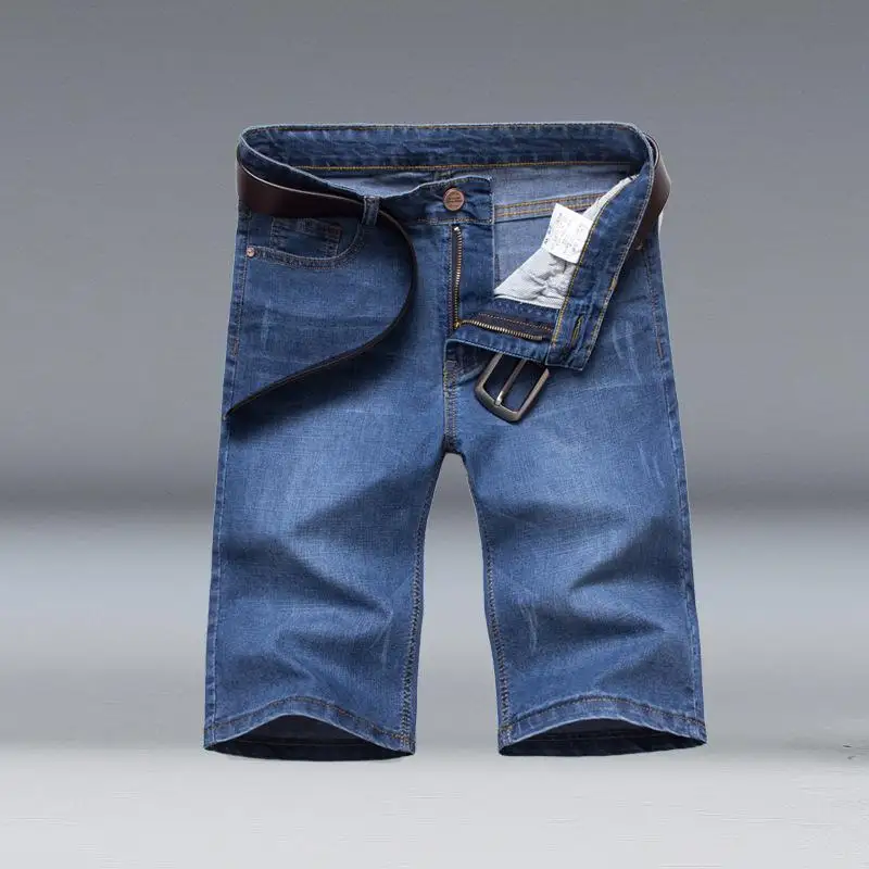 SHIYIKU Brand Men's Summer Denim Shorts, Men's Summer Men's Jeans, Men's Slim Thin Straight Stretch Five-Point Pants New