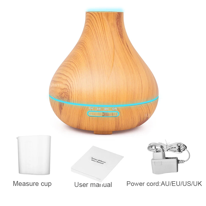 

400ml Wood Aromatherapy Cool Mist Maker Fogger Air Vaporizer Ultrasonic Air Humidifier Aroma Essential Oil Diffuser for Home