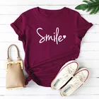 Футболка с улыбкой, Женская Милая футболка для девочек, летняя женская футболка, Прямая поставка